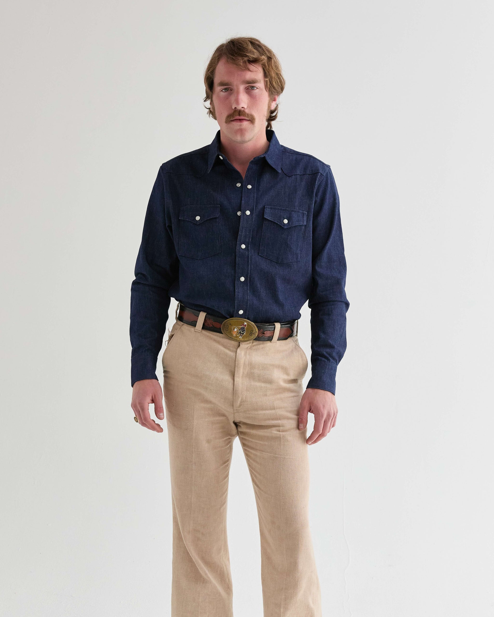 Indigo Denim Western Shirt – West Major